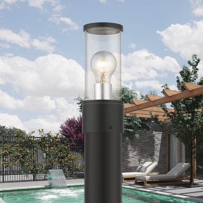 Livex Atlantic 1 Lt Outdoor Post Top Lantern, Black/Silver