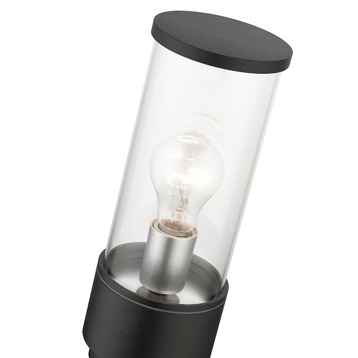 Livex Atlantic 1 Lt Outdoor Post Top Lantern, Black/Silver