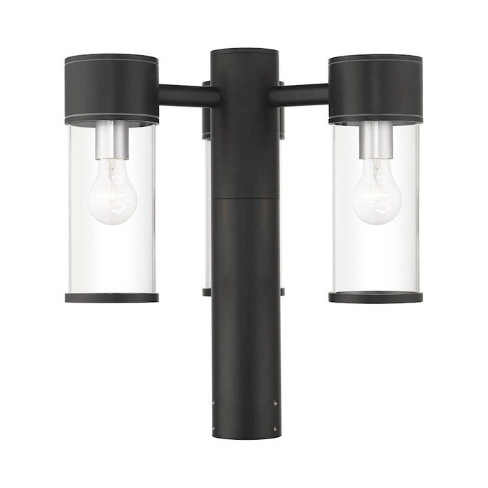 Livex Atlantic 3 Lt Outdoor XL Post Top Lantern, Black/Silver/Clear - 71927-14