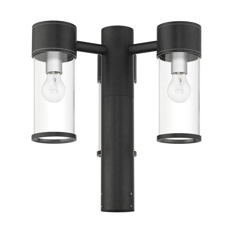 Livex Atlantic 3 Lt Outdoor Xl Post Top Lantern, Black/Silver/Clear