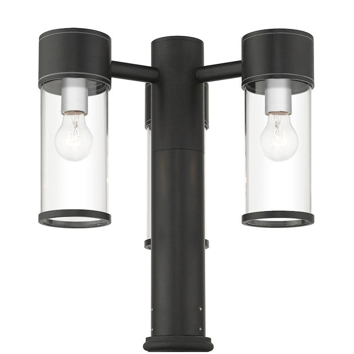 Livex Atlantic 3 Lt Outdoor Xl Post Top Lantern, Black/Silver/Clear