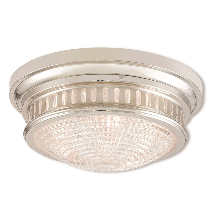 Livex Berwick 3 Light Ceiling Mount, Nickel/Clear Cut - 73053-35