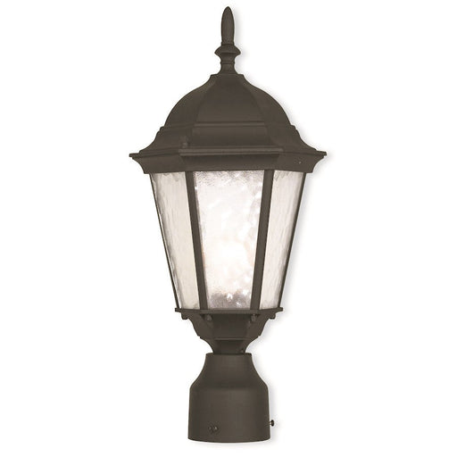 Livex Hamilton 1 Light Outdoor Post Top Lantern, Black/Clear Water - 75464-14