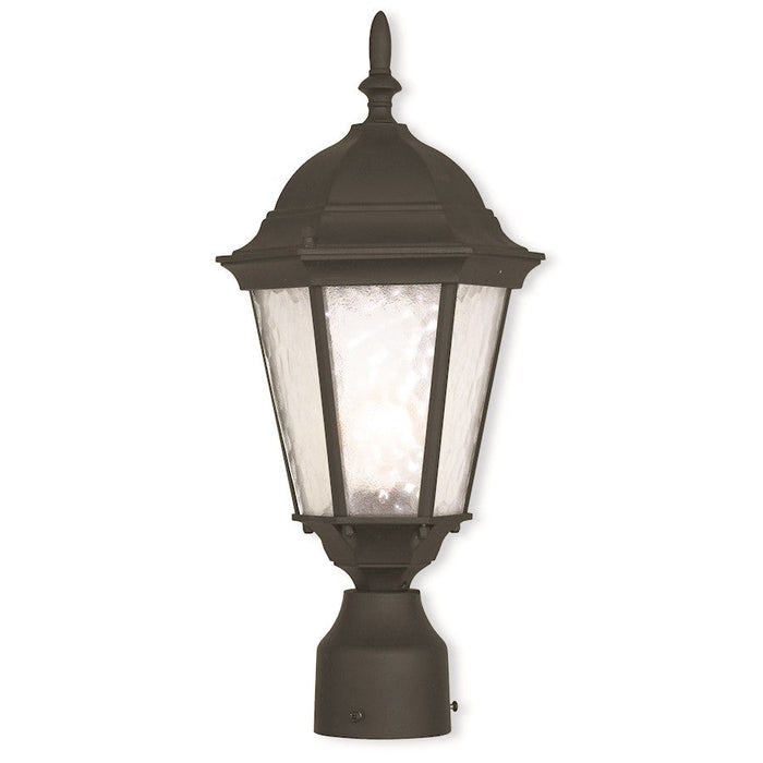 Livex Hamilton 1 Light Outdoor Post Top Lantern, Black/Clear Water - 75464-14