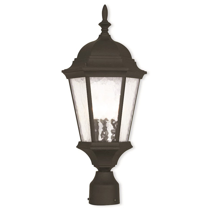 Livex Hamilton 21" 3 Light Post Top Lantern, Black/Clear Water - 75468-14