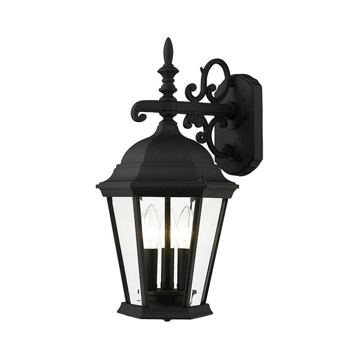 Livex Hamilton 3 Light Downlight Outdoor Wall Lantern, Textured Black - 7560-14