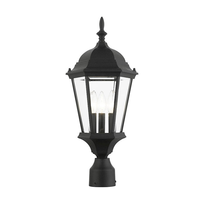 Livex Hamilton 3 Light Outdoor Post Top Lantern, Textured Black - 7563-14