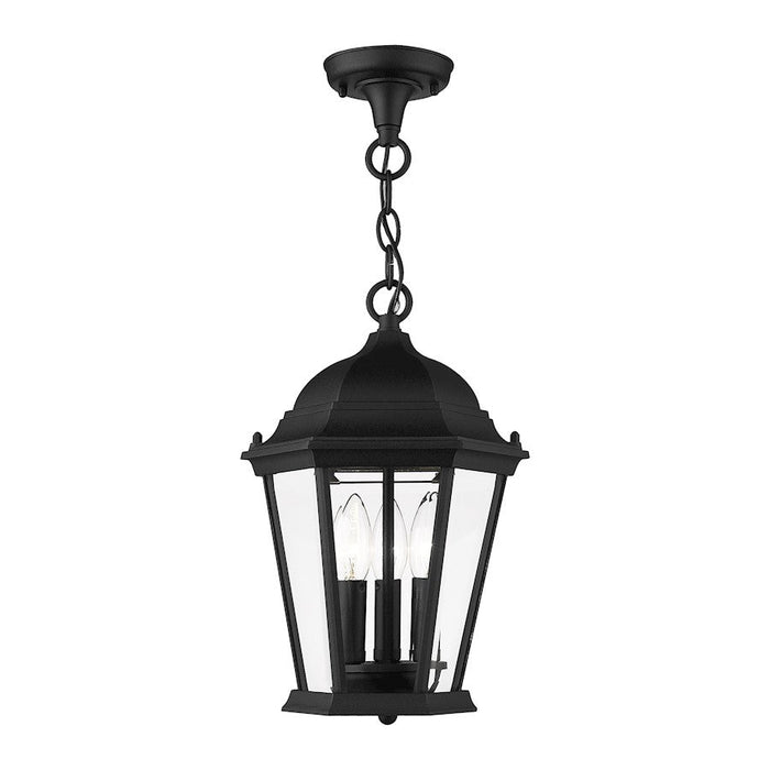 Livex Hamilton 3 Light 14" Outdoor Pendant Lantern, Textured Black - 7564-14