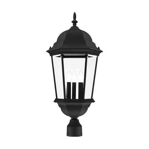 Livex Hamilton 3 Light Large Outdoor Post Top Lantern, Textured Black - 7568-14