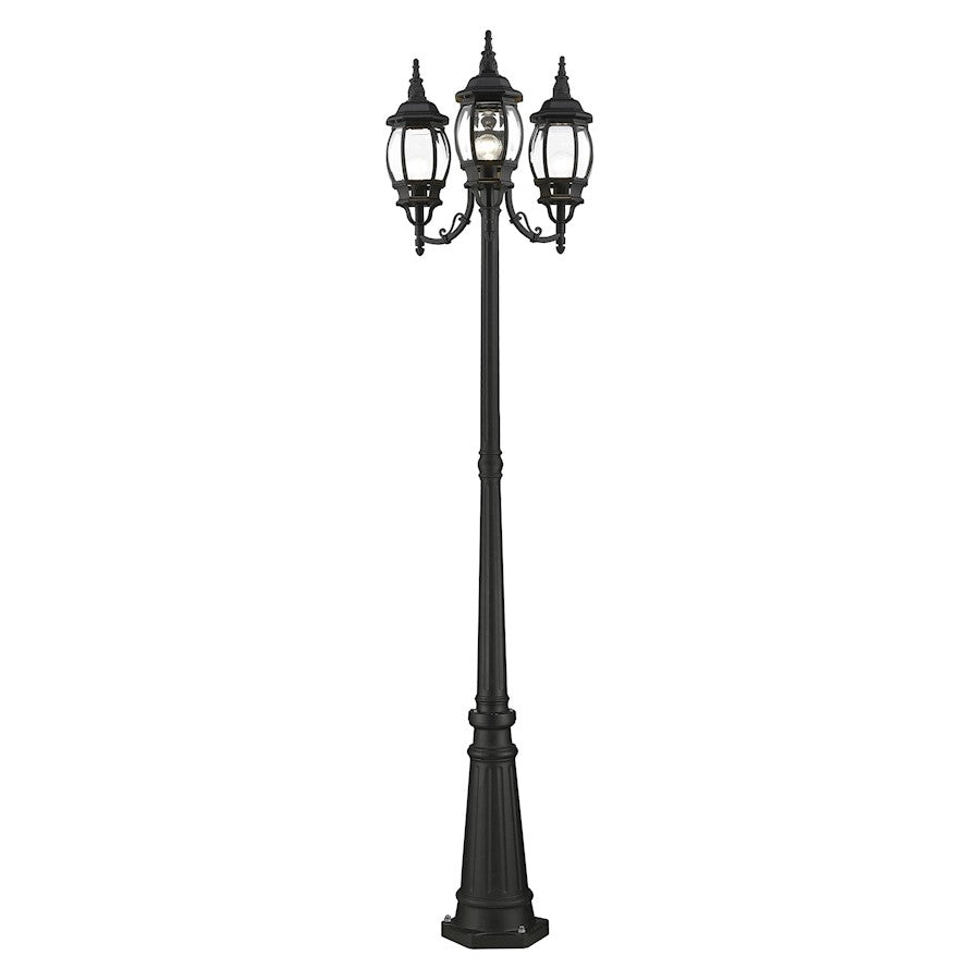 Livex Frontenac 3 Light Outdoor Post Light, Textured Black - 7710-14