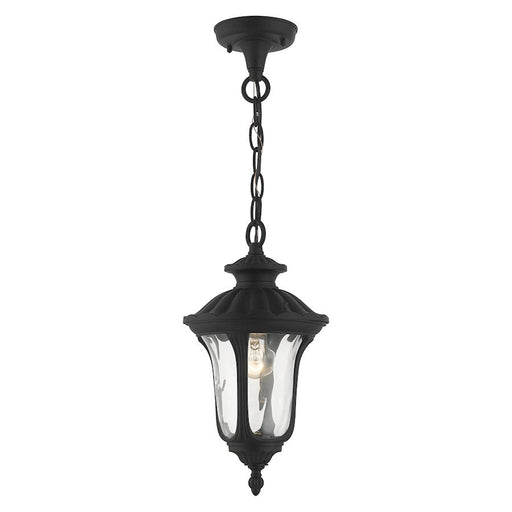 Livex Oxford 1 Light Outdoor Small Pendant Lantern, Textured Black - 7849-14