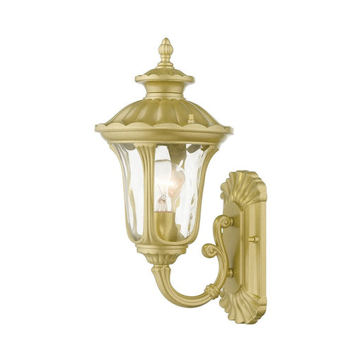 Livex Oxford 1 Lt Outdoor Small Wall Lantern, Gold/Clear Water - 7850-33