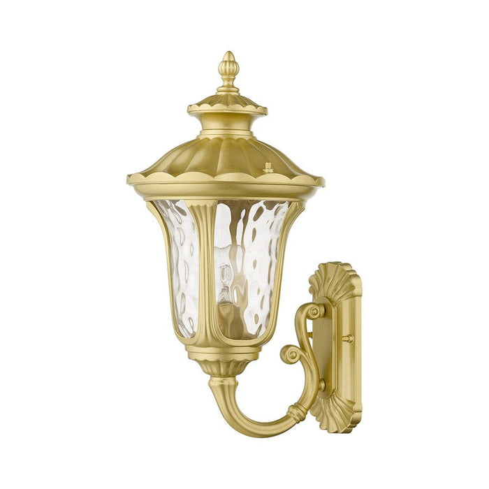 Livex Oxford 1 Lt Outdoor Small Wall Lantern, Gold/Clear Water