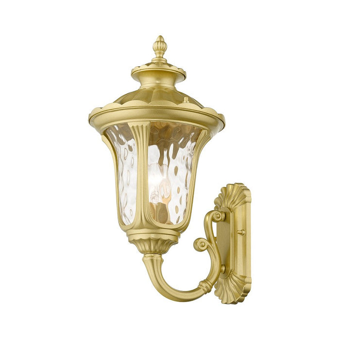 Livex Oxford 1 Lt Outdoor Small Wall Lantern, Gold/Clear Water