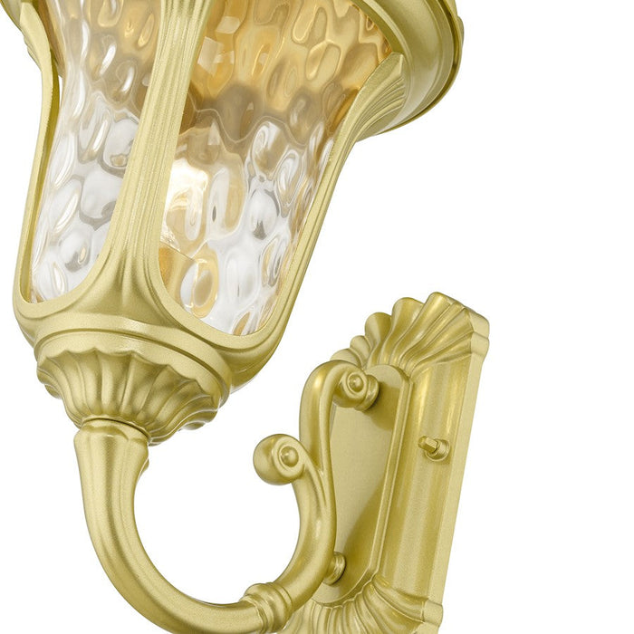 Livex Oxford 1 Lt Outdoor Small Wall Lantern, Gold/Clear Water