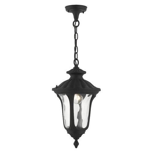 Livex Oxford 1 Light Outdoor Medium Pendant Lantern, Textured Black - 7854-14