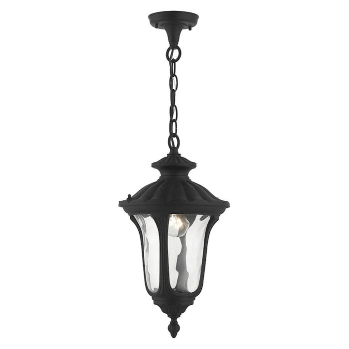 Livex Oxford 1 Light Outdoor Medium Pendant Lantern, Textured Black - 7854-14