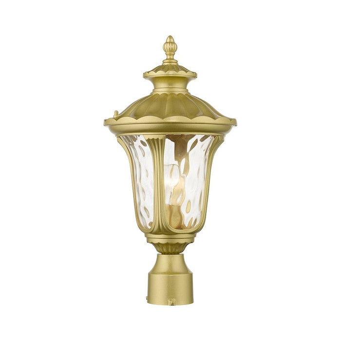 Livex Oxford 1 Lt Outdoor Med Post Top Lantern, Gold/Clear Water - 7855-33