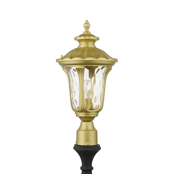 Livex Oxford Outdoor Post Top Lantern, Gold/Clear Water