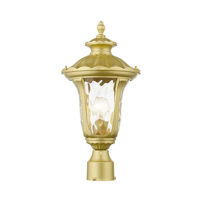 Livex Oxford Outdoor Post Top Lantern, Gold/Clear Water