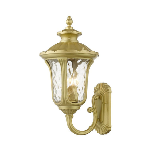 Livex Oxford 3 Lt Outdoor Large Wall Lantern, Gold/Clear Water - 7856-33