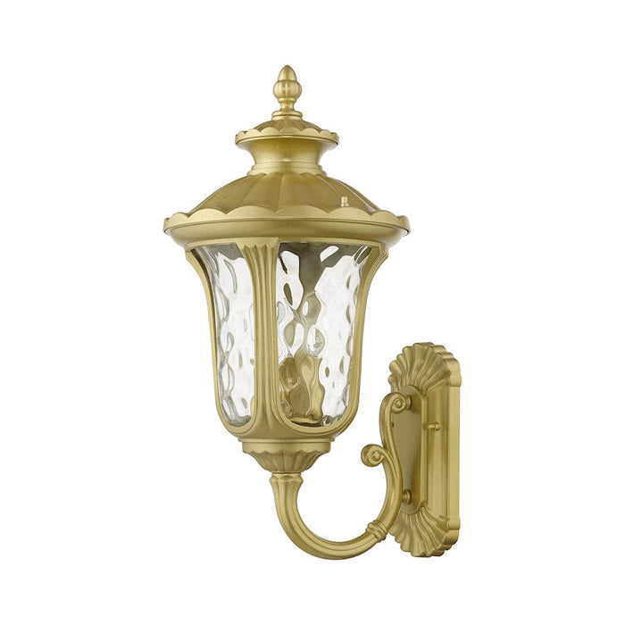 Livex Oxford 3 Lt Outdoor Large Wall Lantern, Gold/Clear Water