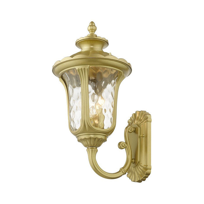 Livex Oxford 3 Lt Outdoor Large Wall Lantern, Gold/Clear Water