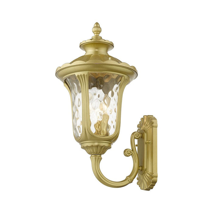 Livex Oxford 3 Lt Outdoor Large Wall Lantern, Gold/Clear Water