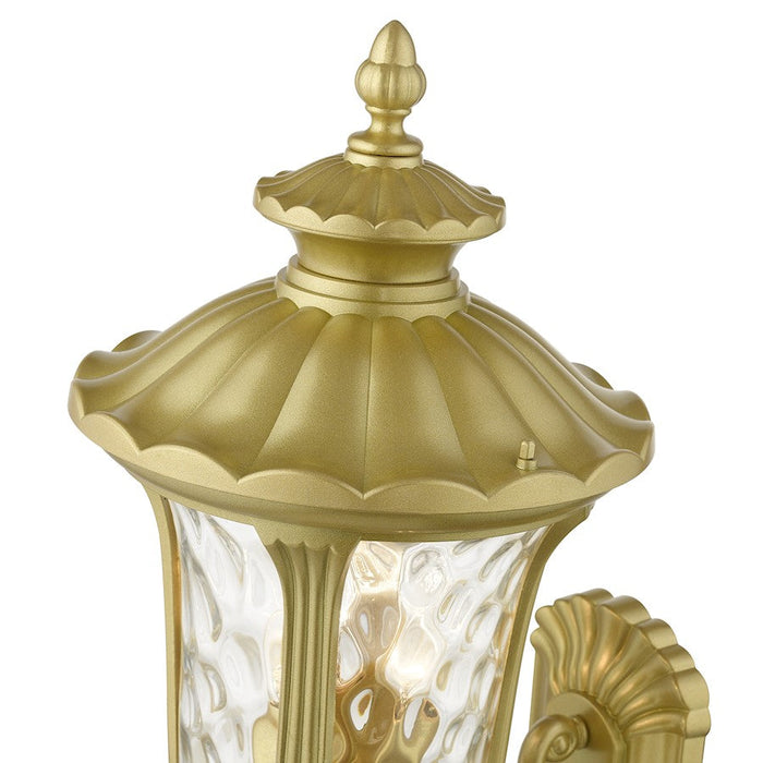 Livex Oxford 3 Lt Outdoor Large Wall Lantern, Gold/Clear Water