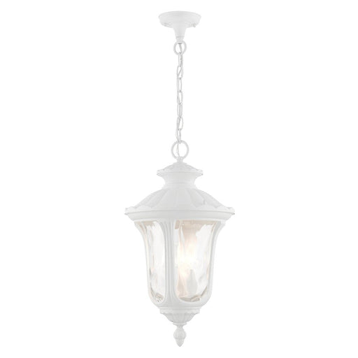 Livex Oxford 3 Light Outdoor Pendant Lantern, Textured White - 7858-13