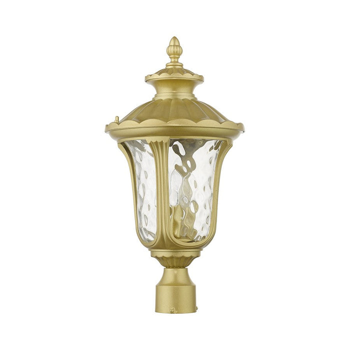 Livex Oxford Outdoor Post Top Lantern, Gold/Clear Water