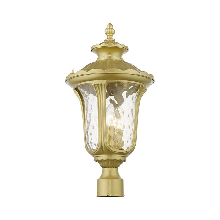 Livex Oxford Outdoor Post Top Lantern, Gold/Clear Water