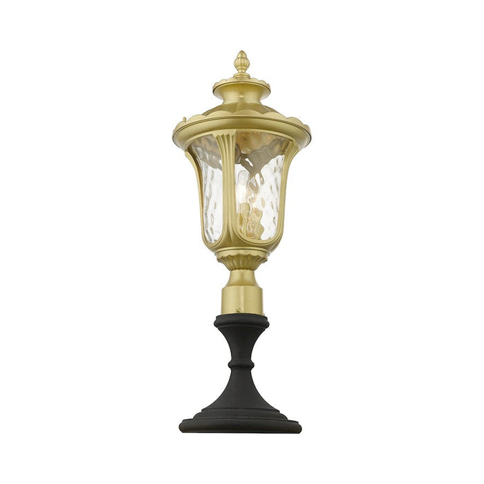 Livex Oxford Outdoor Post Top Lantern, Gold/Clear Water