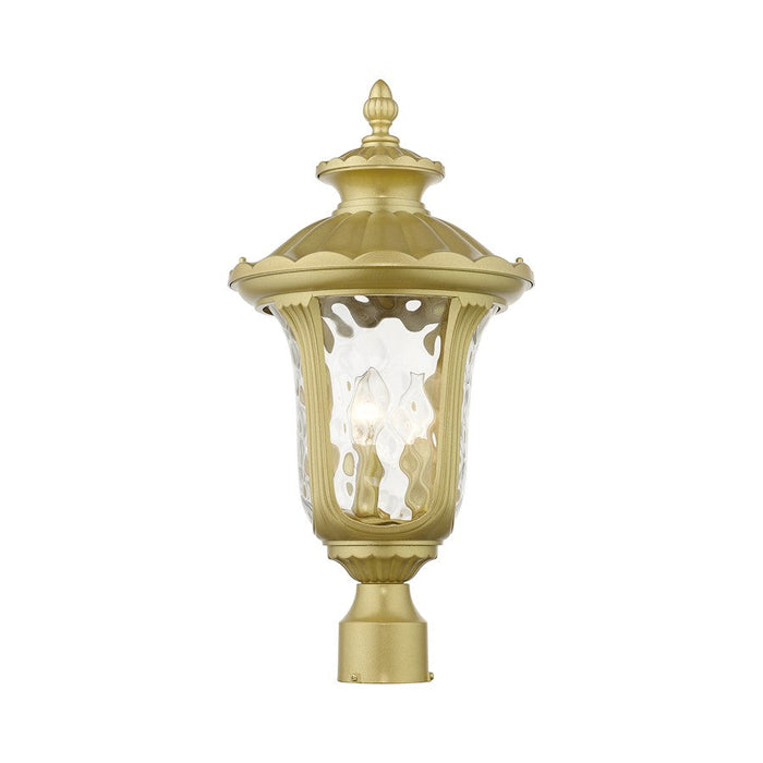 Livex Oxford Outdoor Post Top Lantern, Gold/Clear Water