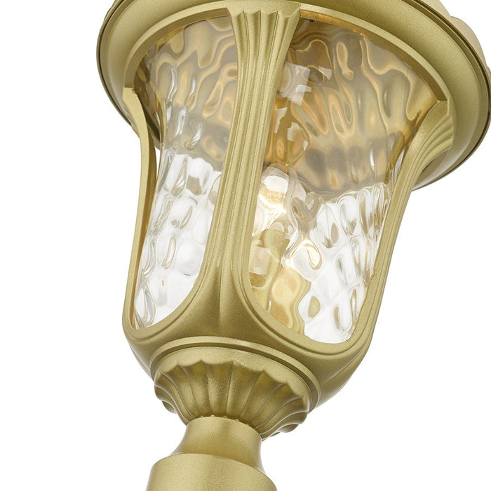 Livex Oxford Outdoor Post Top Lantern, Gold/Clear Water