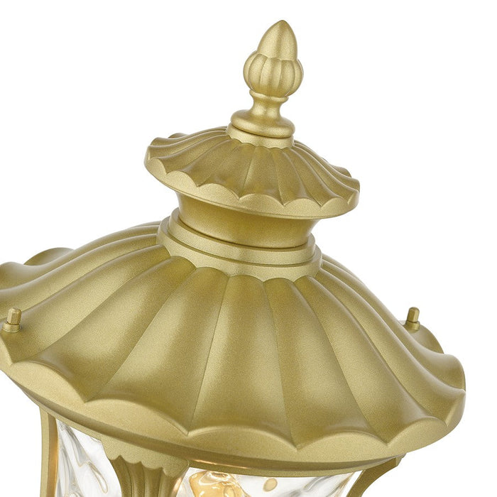 Livex Oxford Outdoor Post Top Lantern, Gold/Clear Water