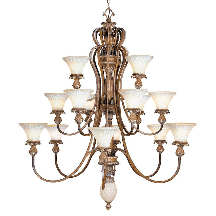 Livex Savannah 16-LT Chandelier, Venetian Patina/Vintage Carved Scavo - 8469-57