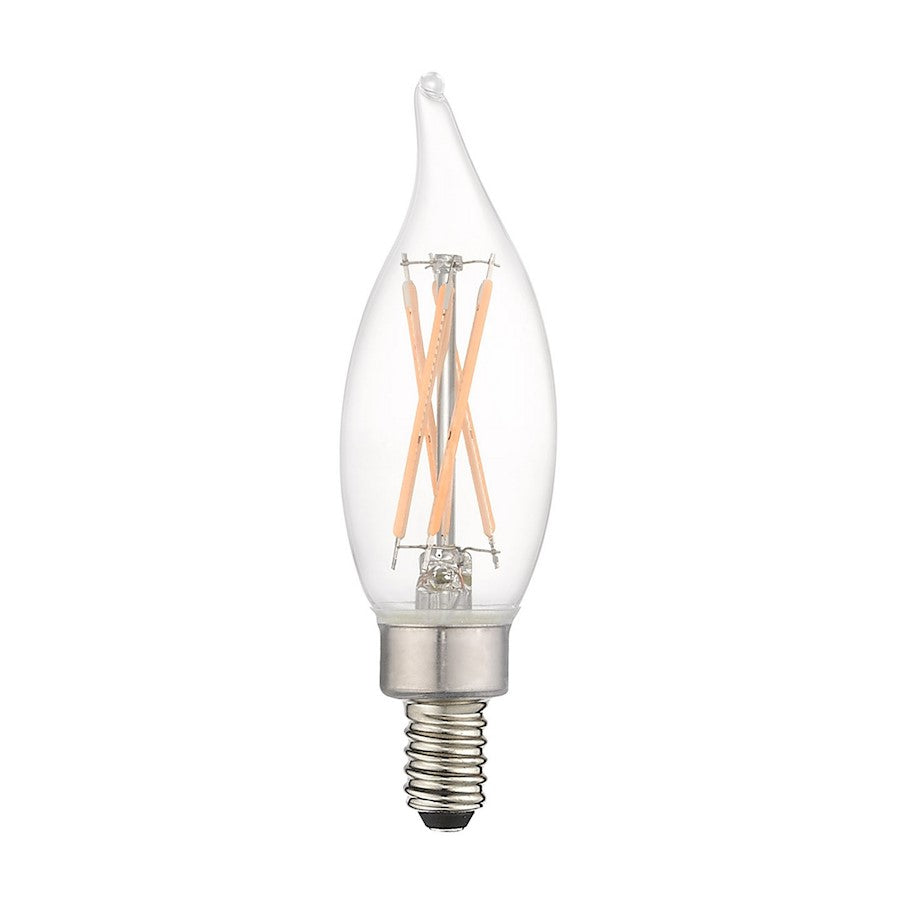 Livex Pack of 10, 4W, CA10 Flame Tip Filament LED Bulbs, Clear Glass - 920402X10