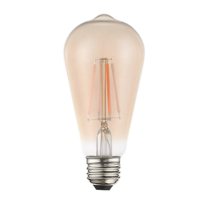 Livex Pack of 10, 4W, ST19 Edison Filament LED Bulbs, Amber Glass - 960421X10