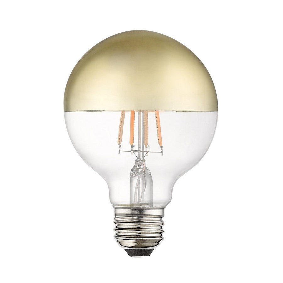 Livex Pack of 10, 7.7W, G25 Globe Filament LED Bulbs, Gold Top Clear - 960842X10