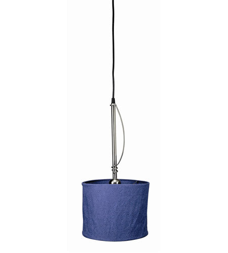 Lite Source Rumple II 1 Light Pendant in Polished Steel/Blue