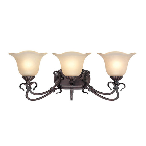 Lite Source Laurent 3 Light Wall Lamp in Antique Bronze/Light Amber - C7953-W