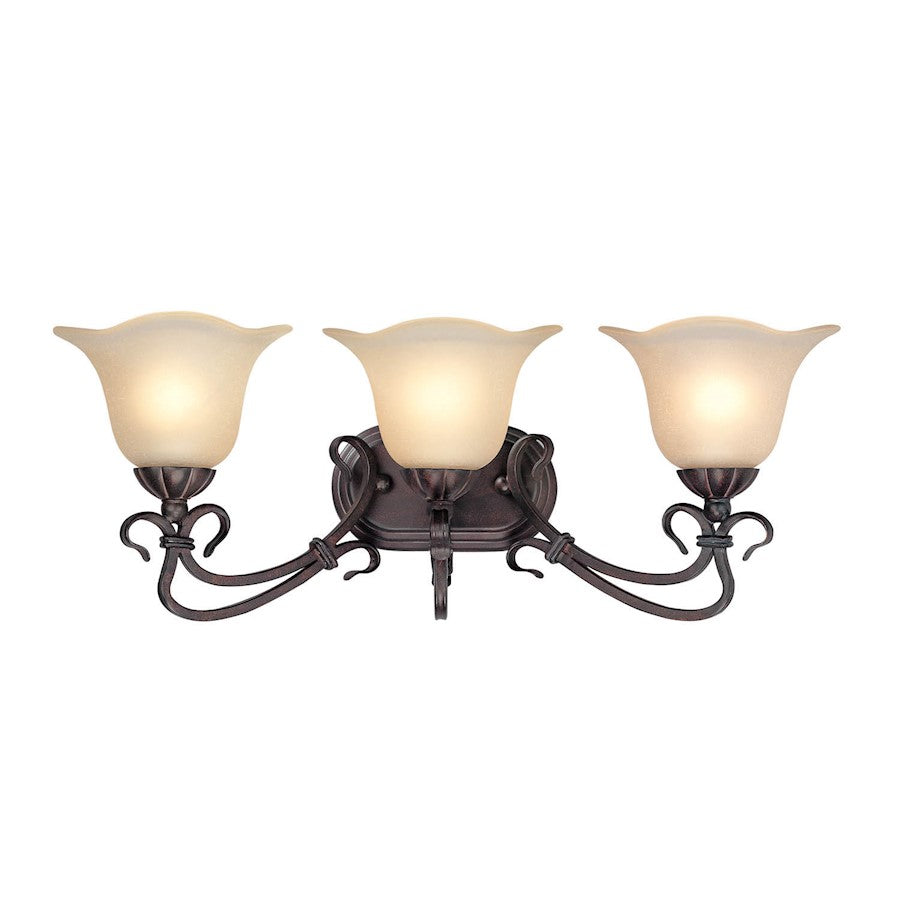 Lite Source Laurent 3 Light Wall Lamp in Antique Bronze/Light Amber - C7953-W