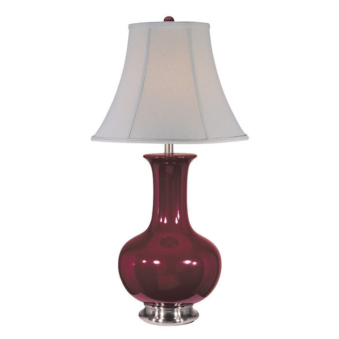 Lite Source Belicia Ceramic 1 Light Table Lamp, Steel/Burgundy - LS-21325BURG