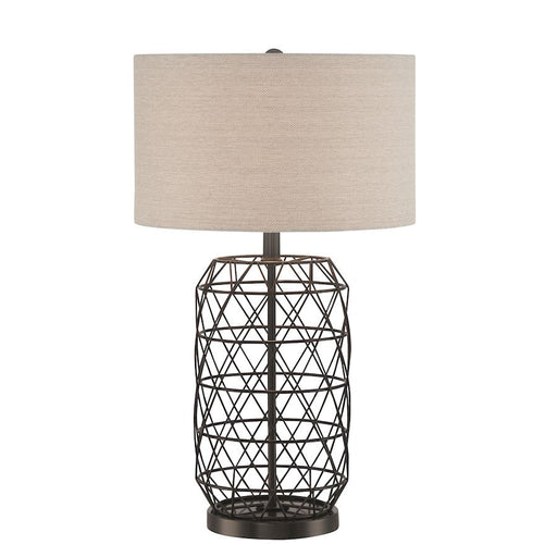 Lite Source Cassiopeia 1 Light Table Lamp, Black Metal/Linen - LS-22947