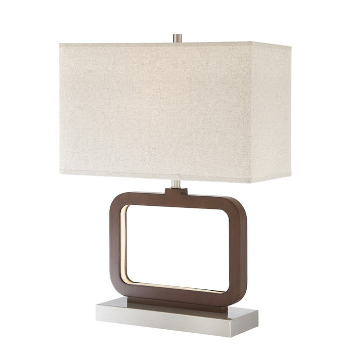 Lite Source Leonard 24.5" 2 Light Table Lamp/LED Night, Walnut/Linen - LS-23021