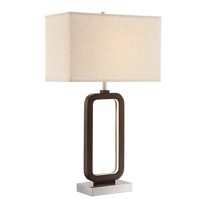 Lite Source Leonard 30.5" 2 Light Table Lamp/LED Night, Walnut/Linen - LS-23022