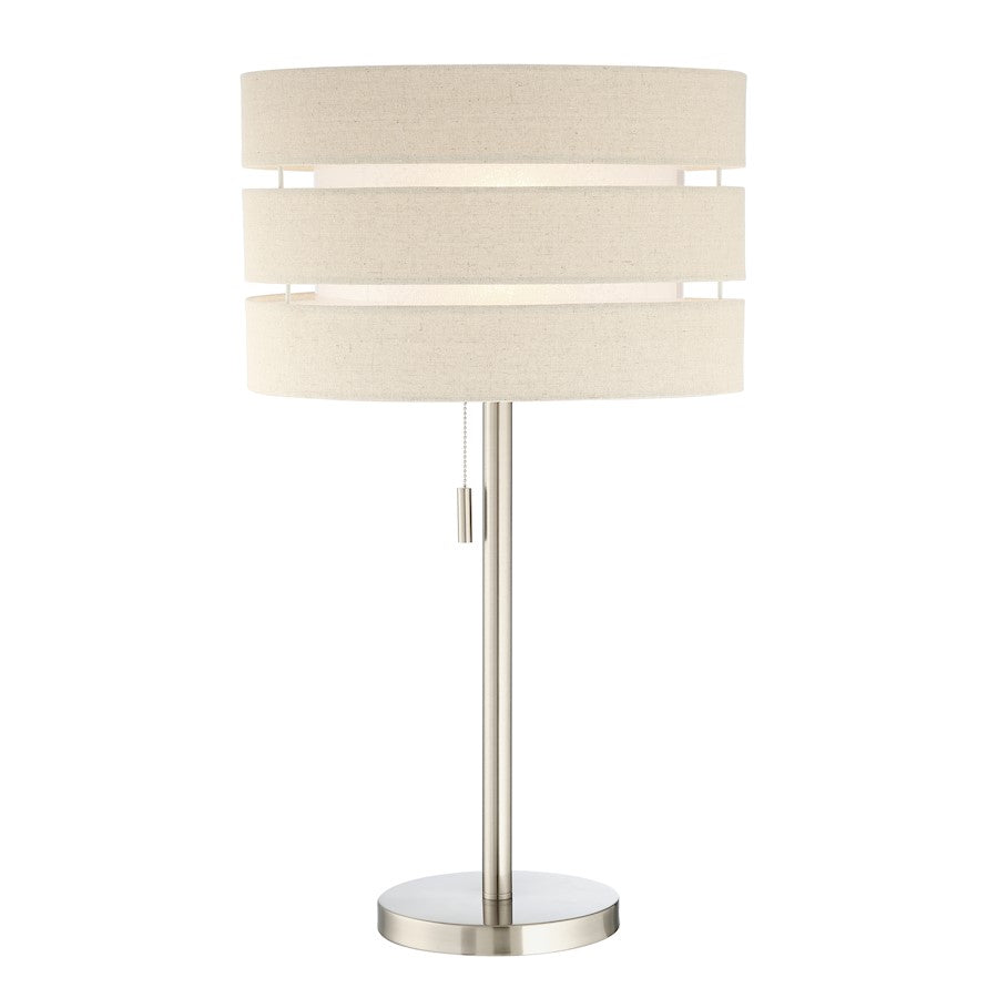 Lite Source Falan 1 Light Table Lamp, Brushed Nickel/Linen - LS-23037