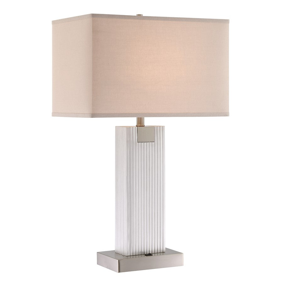 Lite Source Clifton 2 Light Table Lamp , Brushed Nickel/Fabric - LS-23042