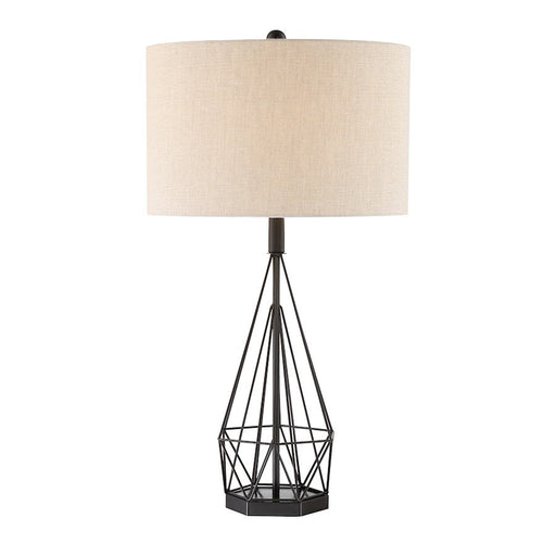 Lite Source Milton 1 Light Table Lamp, Matte Black/Fabric - LS-23056